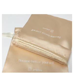 Pochette à cordon personnalisée avec logo pour emballage de grands lots de mèches de cheveux, cils, perruques, cadeaux et bijoux, en satin de soie - Product Image 5