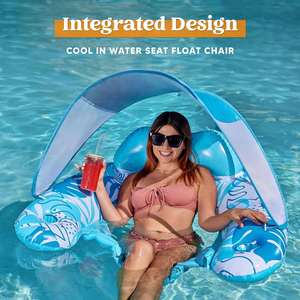 New Custom <b>Inflatable</b> <b>Floating</b> Water Sunscreen U-shaped Seat with Sunshade Canopy <b>Inflatable</b> Sofa Lounger Wholesale - Product Image 3
