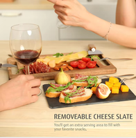 Assiette à steak en bois d'acacia avec insert en ardoise amovible pour viande, fromage, légumes, assiettes en bois pour aliments