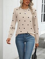 Pull à col rond à manches longues à pois pour femmes, ample, formel, décontracté, vêtement basique (personnalisable)