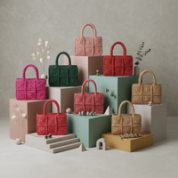 Sac fourre-tout bohème au crochet, couleur unie, sac à main pour femme, toutes saisons, sac de shopping, doublure en polyester, fermeture personnalisée, 30x20x10cm