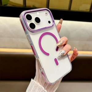 Funda Magnética Transparente para iPhone 17 Pro Max con Borde de TPU Antideslizante de Color y Lente Metálica - Product Image 3