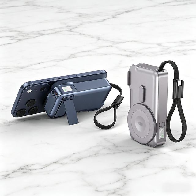 Custom logo 10000mah Mini Portable Powerbank Pd22.5w Fast Charge Desktop Holder Magnetic Wireless Charge Power Bank