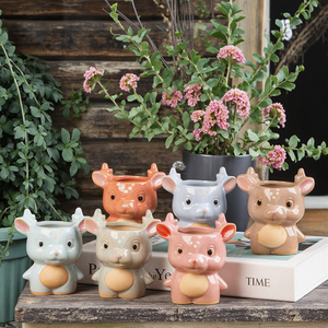 Beeman mignon mini pots de fleurs en céramique de cerf pour <span class=keywords><strong>intérieur</strong></span> et extérieur maison bureau paysage plantes succulentes pour le jardinage - Product Image 2