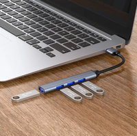 Stasiun Dok adaptor Multiport, HUB USB C 4 in 1 Tipe C stasiun Dok USB 3.0 2.0 4 port OTG kompatibel untuk ponsel Laptop