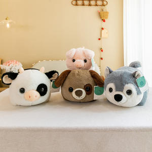 Carino rotolo rotondo serie bambola peluche orso maiale Husky cane peluche lupo morbido animale di peluche Kawaii bambino bambola cuscino per la casa - Product Image 2