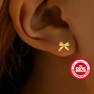 Boucles d'oreilles papillon plaquées or en argent 925 à la mode pour filles, à porter au quotidien - Product Image 5