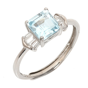9 Simple 6mm Princess Cut Color Gemstone 3 Stone <b>Adjustable</b> <b>Ring</b> 925 Sterling <b>Silver</b> Anti Tarnish Fine Jewelry For Women - Product Image 1