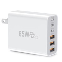 Chargeur mural rapide magnétique multi-ports HNT Wholesale 65W PD QC3.0, 3A+3C ports, pour téléphone portable, certifié CE FCC
