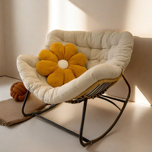 Silla mecedora nórdica con estructura de metal y cojín para sala de estar, dormitorio, balcón, uso adulto - Product Image 1