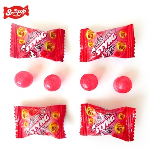 Vente en gros de bonbons durs rouges aromatisés aux fruits VC de 22 g, saveur exotique de miel et de pêche, vitamines en sachet décoré d'un revêtement - Product Image 5