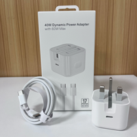 Ensemble chargeur PD 40W, ensemble chargeur rapide 40W pour iPhone, adaptateur d'alimentation dynamique 40W 60W Max, câble tressé USB-C vers USB-C 60W