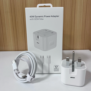 ชุดอุปกรณ์ชาร์จเร็ว 40W PD สำหรับ iPhone ชุดอุปกรณ์ชาร์จเร็ว 40W อะแดปเตอร์จ่ายไฟไดนามิก 40W สูงสุด 60W สายถัก USB-C to USB-C 60W - Product Image 1