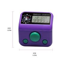Contador Digital Islámico de Dedo con Brújula Electrónica LED, Contador Tasbih LCD de 5 Dígitos Reajustable, Anillos Inteligentes para Oración