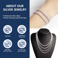 Passer le Test de Diamant 2mm 3mm 4mm 5mm 6.5mm 925 Argent Moissanite Diamant Tennis Collier Bijoux De Mode pour Hommes Femmes