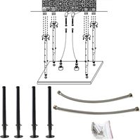 Pommeau de douche de plafond 16 pouces, double fonction, en acier inoxydable, 400x400 mm, effet pluie et brume