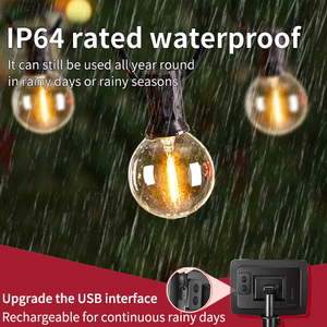 Hot bán 3 Wát năng lượng mặt trời G40 chuỗi ánh sáng 25ft ngoài trời không thấm nước <span class=keywords><strong>LED</strong></span> trang trí đèn sân vườn với 25 + 2 bóng đèn cho giáng sinh trang trí nội thất - Product Image 5