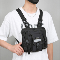 Sac Poitrine Tactique Réfléchissant pour Homme, Nouveau Design, Extérieur, avec Double Poche Poitrine Étanche, Sac à Dos Noir avec Cadre Externe