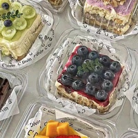 Échantillon gratuit de contenants à gâteaux en plastique transparent PET/PP jetables pour pâtisserie, boîte d'emballage pour gâteaux en blister