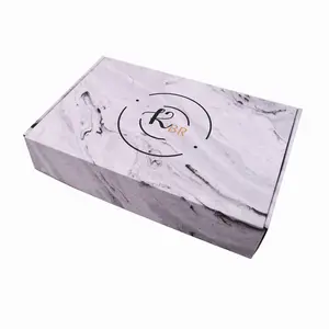 Custom printing white marble corrugated mailer box packaging beauty paper box cosmetics review subscription gift box