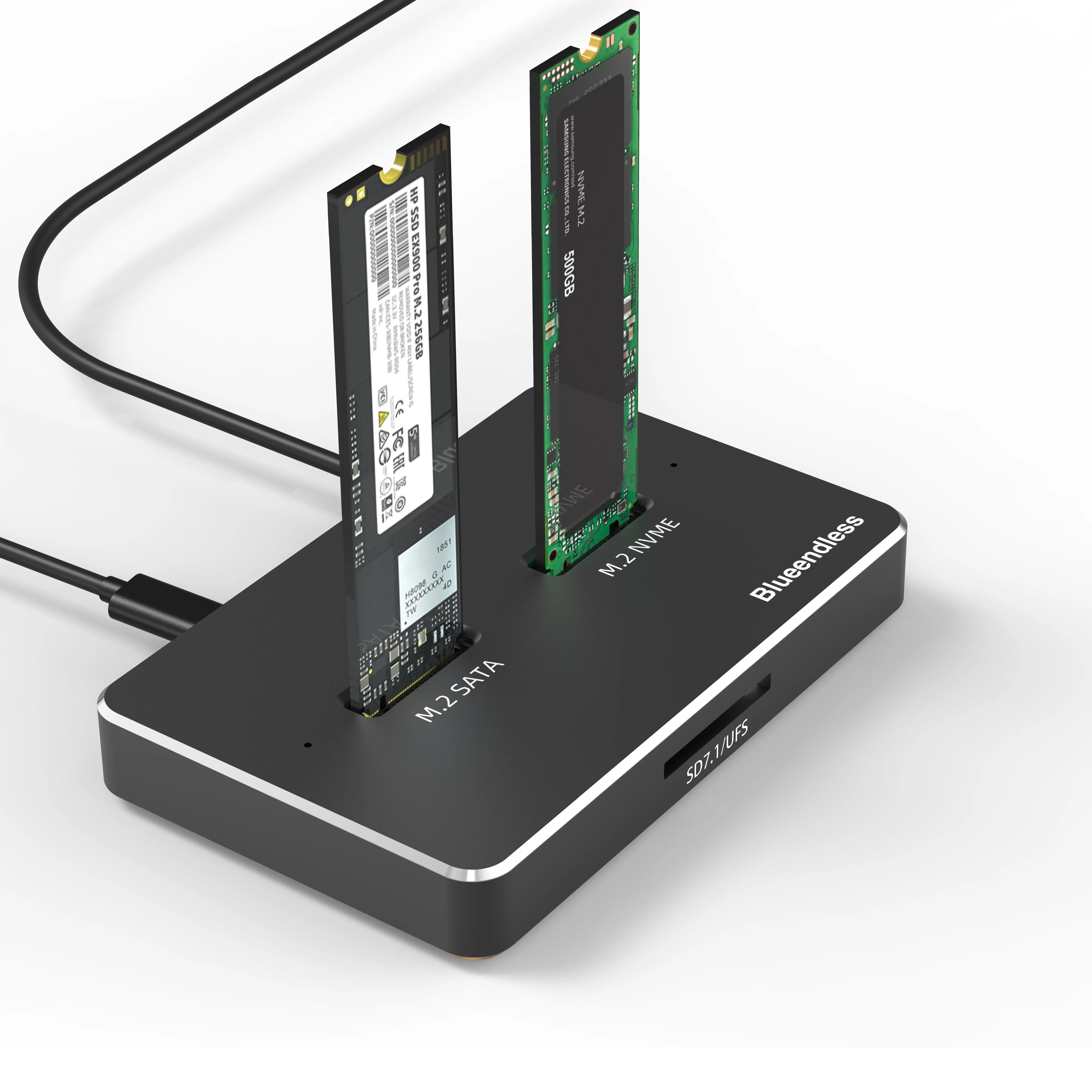 Adaptador de entrada de dados, de alumínio m.2 clone sata nvme usb 3.1 gen 2 transferência de dados de alta velocidade m.2 nvme clone