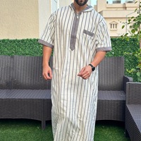 Mode masculine du Moyen-Orient, Dubaï, Arabie, Maroc, Islam, Musulman, robe Juba à manches courtes, broderie, couleur unie