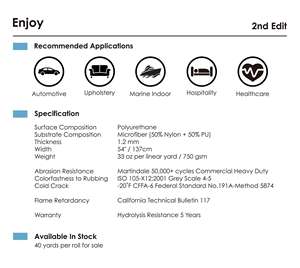 Hidroliz direnci 5 yıl araba koltuğu, döşeme ve deniz kapalı için toptan mikro fiber deri PU deri malzeme - Product Image 6