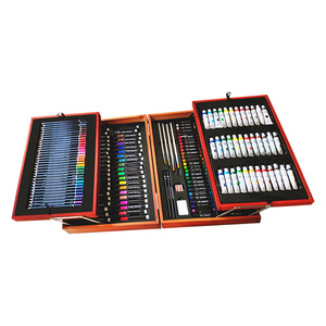 Chiyuan 174pcs Art Set Watercolor Paint Pen Crayon Wooden Box Painting <b>Kit</b> For Kids <b>School</b> Use - Product Image 5