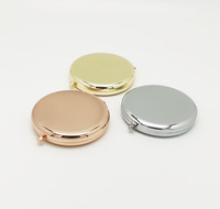 Cermin Rias Lipat Bulat Warna Rose Gold dengan Logo Custom untuk Cermin Saku Mini Genggam