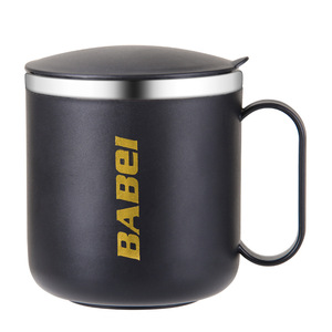 Taza Aislada de Acero Inoxidable Babei 304 de Doble Pared, Negra, para Café, Té, Regalo, Uso en Oficina - Product Image 1
