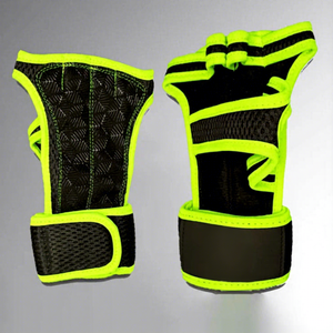 Custom Fluorescent Green Half Finger Weight Lifting Gloves PU Gym Fitness Training Gloves with Adjustable Wrist <b>Strap</b> - Product Image 1
