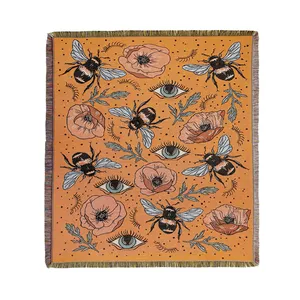 Custom Jacquard Woven Blanket Woven Throw Blanket Bohemian Tapestry Wholesale For Room Decoration