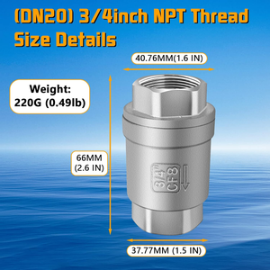 <span class=keywords><strong>Clapet</strong></span> <span class=keywords><strong>anti</strong></span>-<span class=keywords><strong>retour</strong></span> compact 1/2" NPT en acier inoxydable avec joint EPDM pour équipements OEM et systèmes sanitaires - Product Image 4