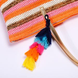 <span class=keywords><strong>Sac</strong></span> fourre-tout <span class=keywords><strong>en</strong></span> papier fait main pour femme <span class=keywords><strong>avec</strong></span> <span class=keywords><strong>pompon</strong></span>, <span class=keywords><strong>sac</strong></span> <span class=keywords><strong>de</strong></span> <span class=keywords><strong>plage</strong></span>, prix d'usine pas cher, <span class=keywords><strong>en</strong></span> vente - Product Image 4
