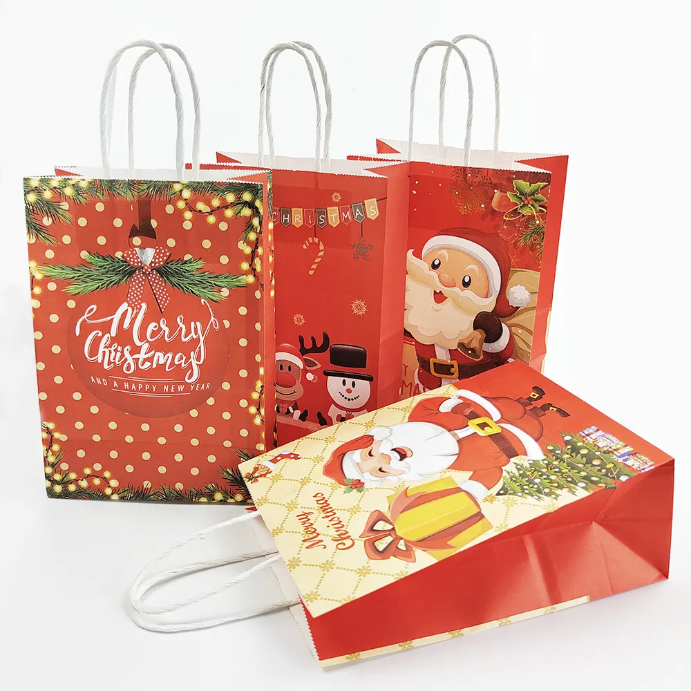 クリスマスクラフト紙袋新製品ショッピングや食品用の茶色のオフセット印刷紙袋