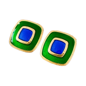 Boucles d'oreilles en alliage de zinc plaqué or géométrique glaçure goutte tridimensionnelle - Product Image 1