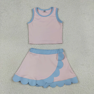ชุดโยคะเด็กมาใหม่สำหรับฤดูร้อน ชุดออกกำลังกายสีเขียวมิ้นท์ เสื้อกล้ามกับกระโปรงสั้นสำหรับเด็กผู้หญิง - Product Image 4