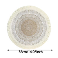 Set de table rond bohème tissé avec pompons, diamètre 380 mm, épaisseur 10 mm, adapté aux tables à manger