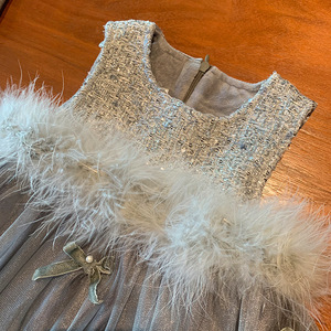 Tongxingyuan Princess Dress For Girls With Fleece Lining Sweetheart Neckline Thickening Solid Color Childrens Outfits - Product Image 4