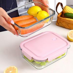 Pot de conservation alimentaire moderne en verre borosilicate de haute qualité, carré, compatible micro-ondes, sans BPA, écologique, avec couvercle à clapet - Idéal pour le camping - Product Image 3