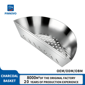 Panier à charbon de bois demi-lune Pinnovo pour grills de 22 et 26 pouces - Support à charbon en acier inoxydable pour <span class=keywords><strong>camping</strong></span>, facile à nettoyer, indirect - Product Image 1