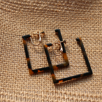 Boucles d'oreilles bohèmes en acétate à imprimé léopard, créoles géométriques assorties en écaille de tortue