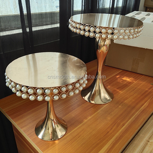 Nhà Máy Bán Buôn 3 Tier Kim Loại Vàng Gương Vòng Pha Lê Bánh Cưới Đứng Cho Đảng - Product Image 5