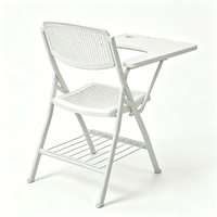 Silla de Entrenamiento Plegable con Tableta de Escritura, Silla de Conferencia Apilable con Estructura Metálica para Hotel, Salón Multifuncional