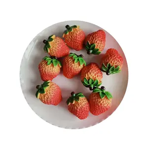 100pcs Kawaii Resin Diy Mini 3D Strawberry Doll House Miniature Statue Fruits Figurines for Decoration Room Decor Earring Charms