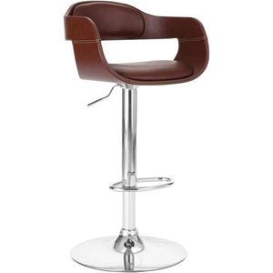 Contemporary Luxury Faux Leather Swivel <b>Adjustable</b> Barstool with Padded Seat Back Metal Base Lightweight for Home <b>Bar</b> Hotel Use - Product Image 2