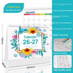 X418 2026 Custom Printing Fancy Paper Flip Desk Table <b>Calendar</b> Coil Binding Customized Enterprise Logo <b>Calendar</b> - Product Image 3