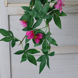 Azalea Artificial Colgante de Pared, Flor de Seda en Cesta Redonda, Decoración Interior para Bodas, 30cm-100cm, Planta Verde Reutilizable - Product Image 4