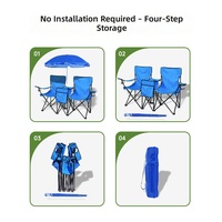 Nouvel ensemble de chaises pliantes d'extérieur à double siège pour la plage, avec pare-soleil intégré extra-épais, housse de pluie et glacière isotherme