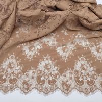 Nuevo Encaje Brocado Negro, Encaje Chantilly, Encaje de Pestañas, Tela de Encaje Bordado Suave y Agradable al Tacto para Vestido de Novia